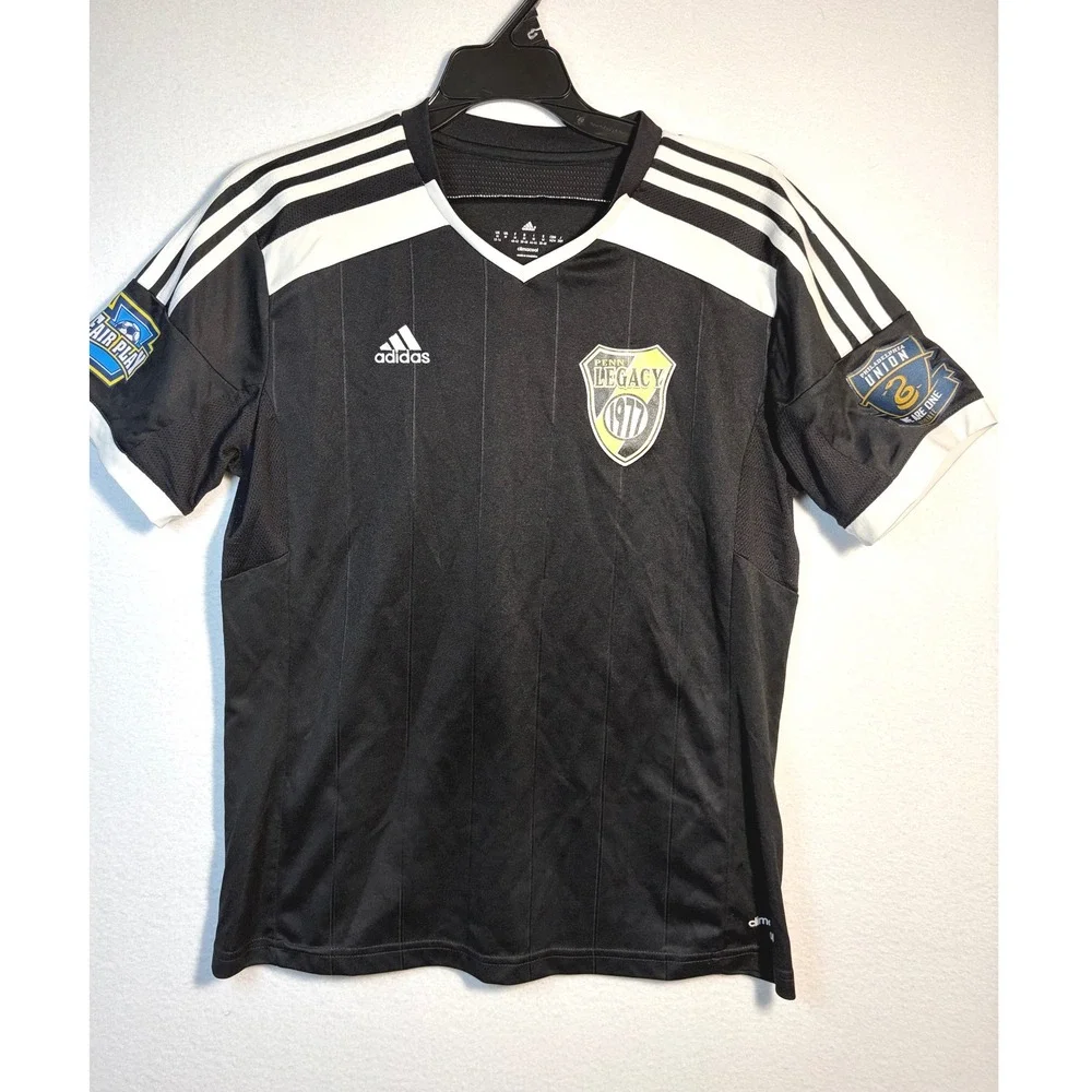 Adidas Soccer Jersey Kids Medium Black EUC Penn Legacy 1977 Philly Union 16